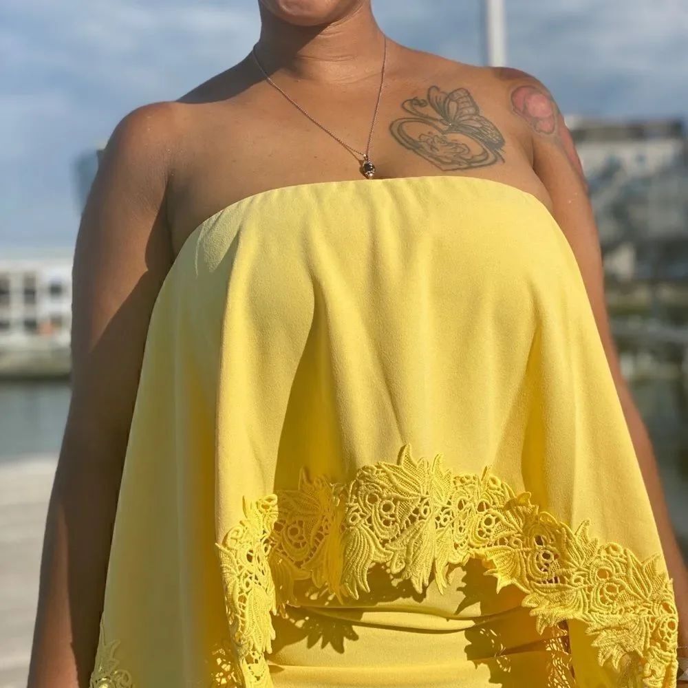 Yellow Tube Dress Size Small - Picture 2 of 3